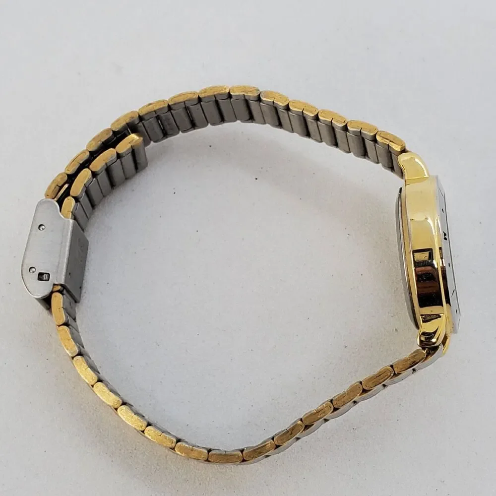 Nelsonic Diamond Women's Watch 25MM Green Dial Two Tone‎ Bands 7.5